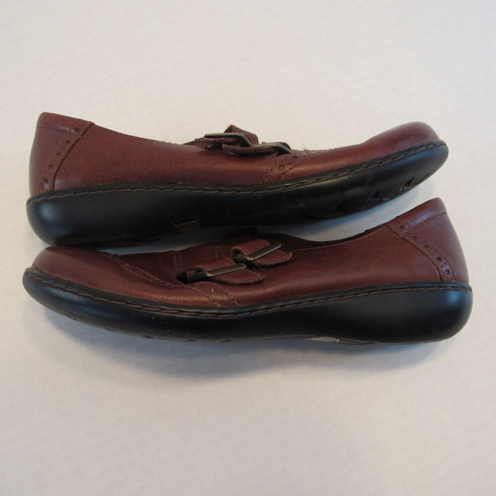 Clarks Bendables Slip On Mary Jane Double Buckle Leather Brown Shoes Size 6.5M - Picture 4 of 10